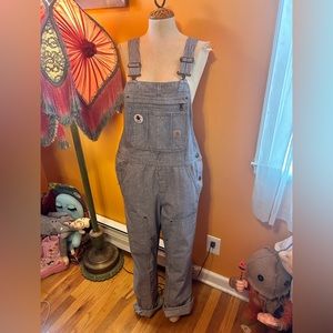 Women’s carhartt pinstripe overalls size M 8/10